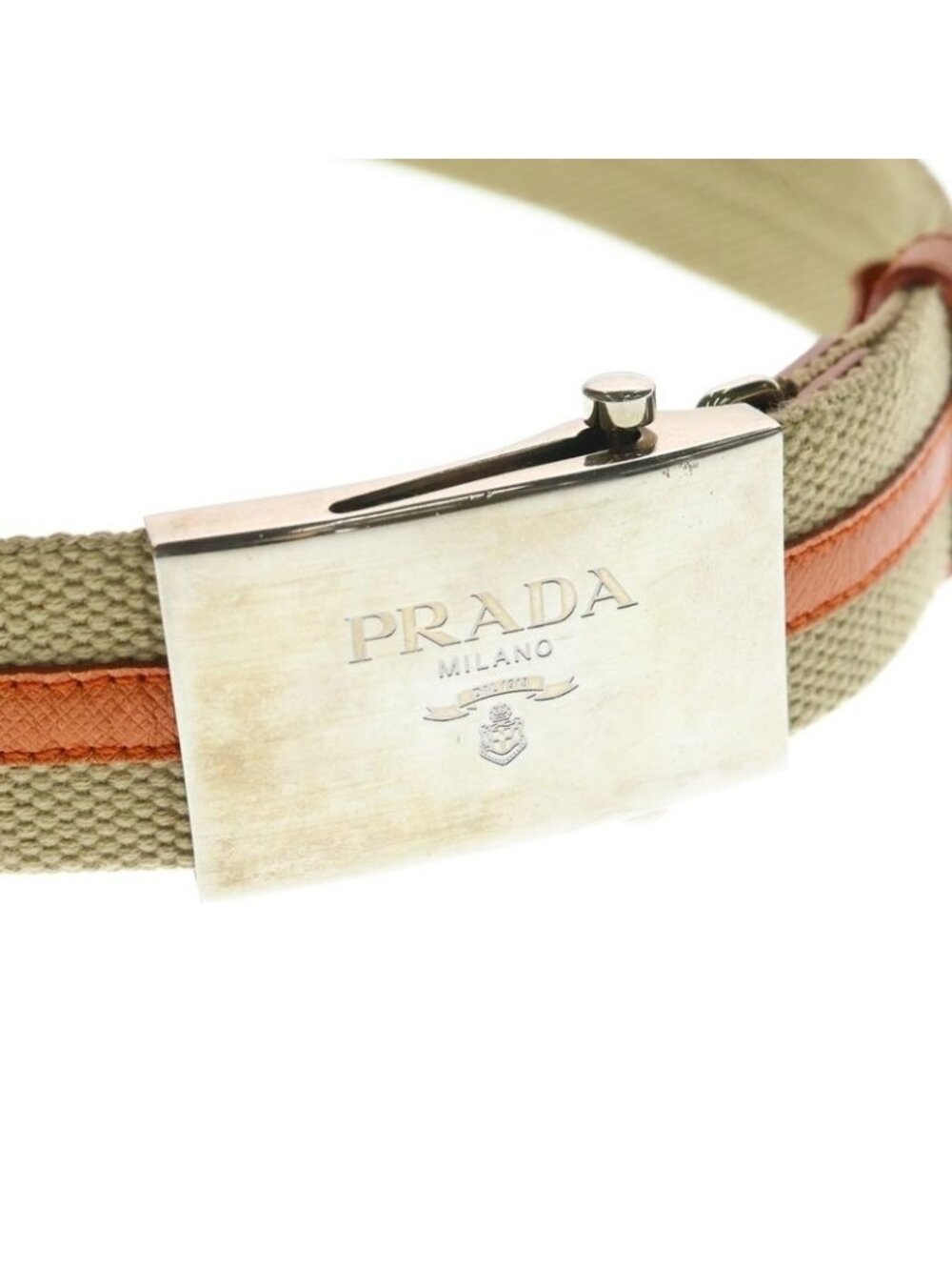 Prada Gacha Belt Silver Beige Orange View 4
